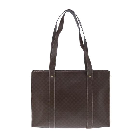 CELINE Macadam Canvas Shoulder Bag Pvc Leather Brown - Picture 3 of 12